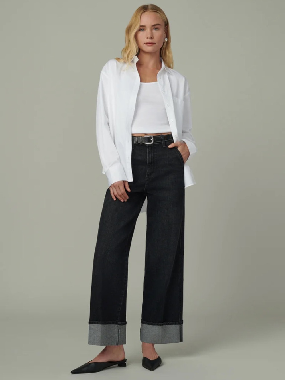 Joe’s Jeans TRIXIE HIGH RISE WIDE LEG CUFFED TROUSER in Mindset - Picture 4 of 12